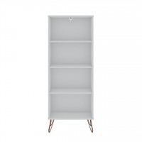 Manhattan Comfort 139GMC1 Rockefeller Bookcase 1.0 with 4 Shelves and Metal Legs in White